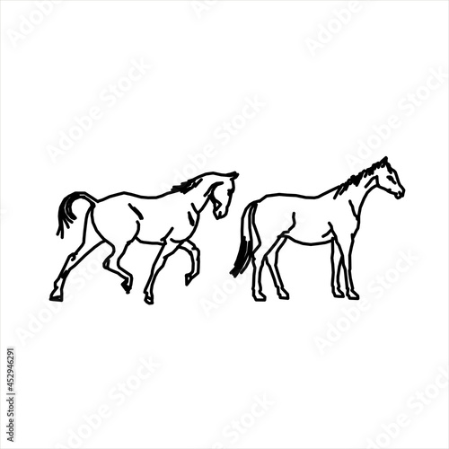 horse sketch vector design running and silent