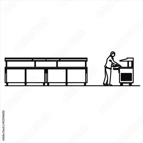 Vector design of a sketch of a person preparing food