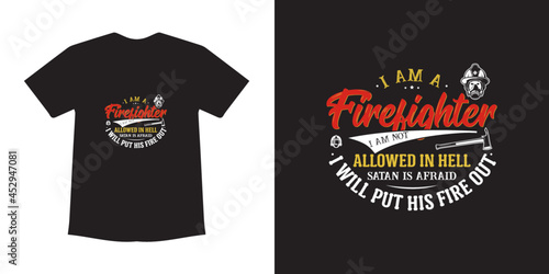 Fire Fighter t-shirt design template