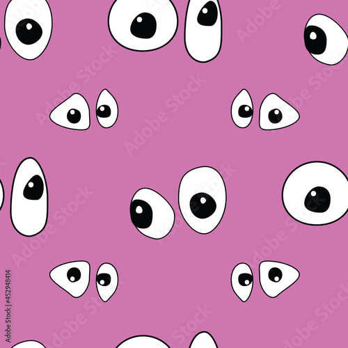 Google eyes in pastel purple pink seamless vector repeat
