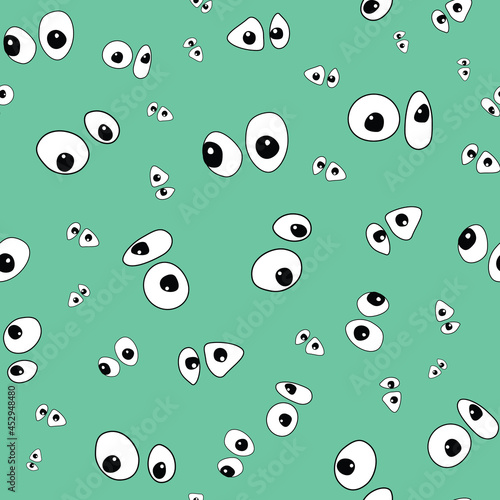 Google eyes in pastel mint green seamless vector repeat