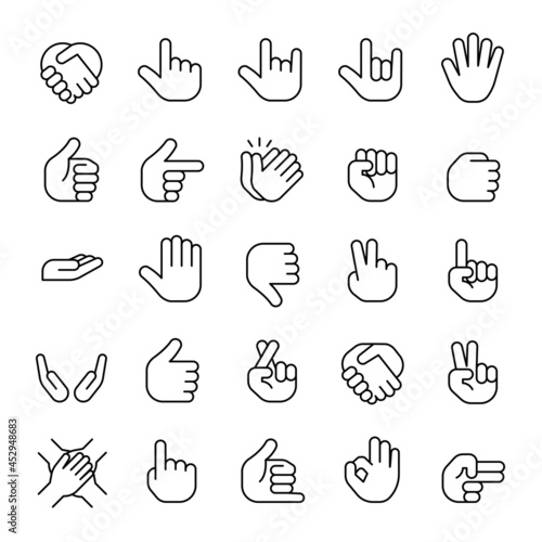 Hand gesture icons, vector illustration.
