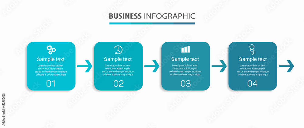 Business  infographic design template with 4 options. Can be used for workflow layout, diagram, annual report, web design, steps or processes 