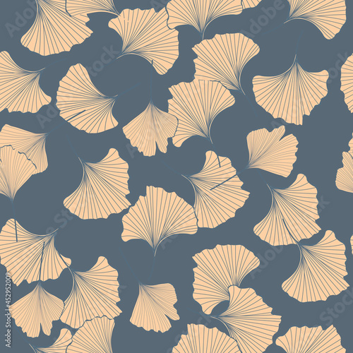Vector stock illustration of gingko leaf. An endless pattern of green leaves. For wrapping paper. Ideal for wallpaper  surface textures  textiles.
