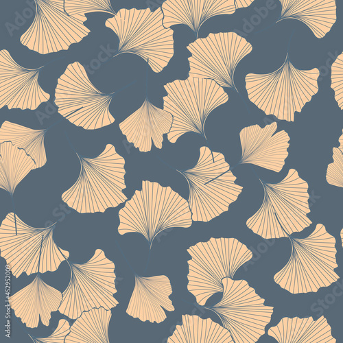 Vector stock illustration of gingko leaf. An endless pattern of green leaves. For wrapping paper. Ideal for wallpaper, surface textures, textiles.