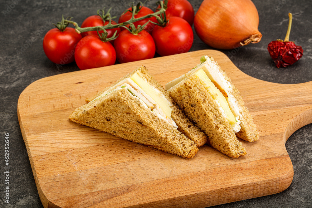 Club sandwich with chicken and cheese Club sandwich with chicken and cheese