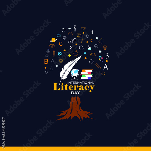 International Literacy Day poster. Education concept vector illustration.