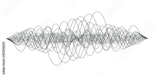 Abstract sound waves of many lines isolated on white backround. Creative vector line art. 