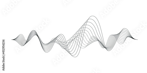 Abstract sound waves of many lines isolated on white backround. Creative vector line art. 