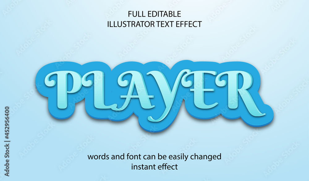 Editable text effect player typography Editable text effect player typography