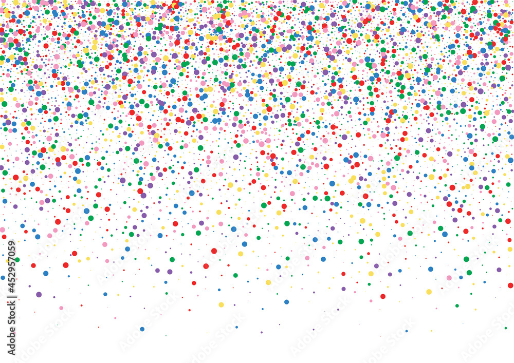 Multicolored Confetti Spread Illustration. Circle Graphic Texture. Blue Blast Round. Red Wedding Dot Background.