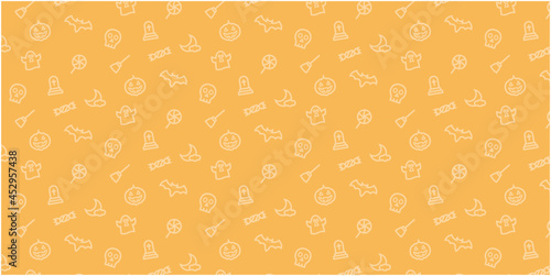Halloween icon pattern background for website or wrapping paper(Orange version)