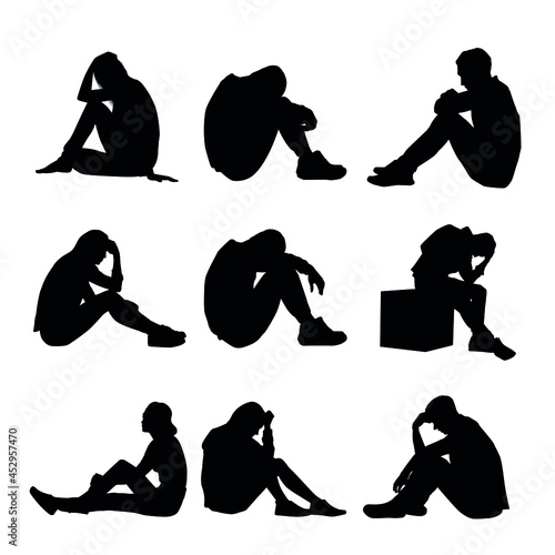Silhouette Of Sad And Depressed Person