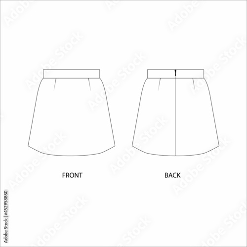 mini skirt technical drawing. Skirt short vector. Skirt vector template. illustration of a shirt