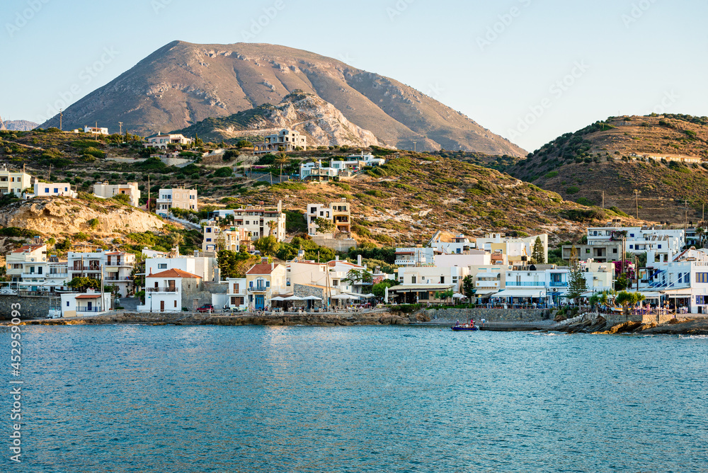 Panoramic view to the village of Mochlos and mountains , Lasithi prefecture, Crete, Greece. Panoramic view to the village of Mochlos and mountains , Lasithi prefecture, Crete, Greece.