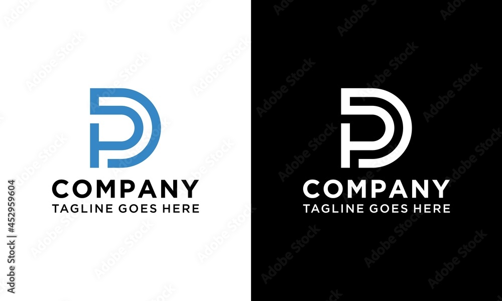Premium vector abstract modern PD or DP letter logo design vector template. on a black and white background.