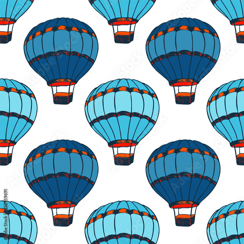 Cartoon hot air balloons  illustration vector seamless patter.