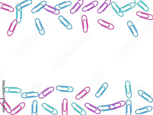Stationary paperclips isolated on white background