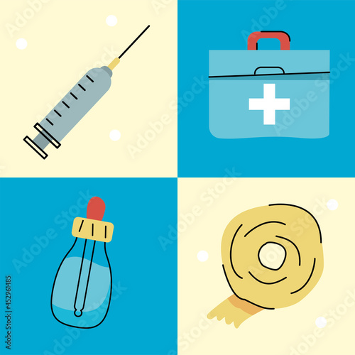 four med kits icons