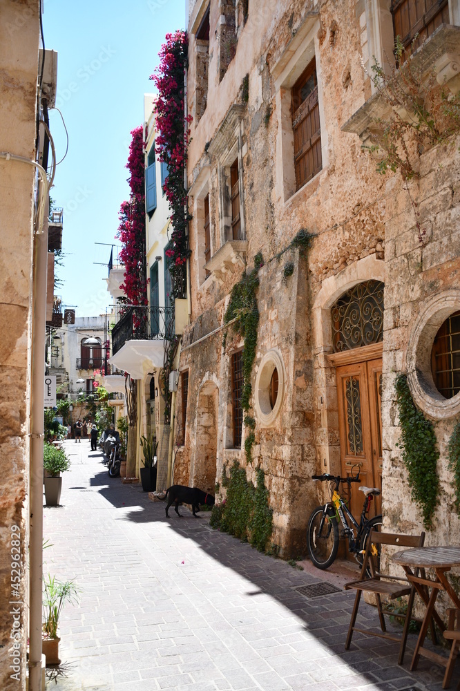 Narrow Coblestone Streets in Chania, Crete, Greek Islands