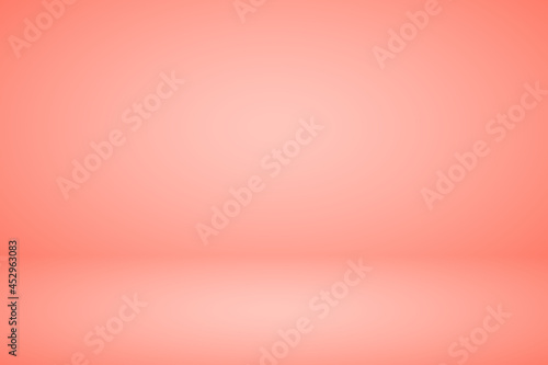 Empty pastel peach studio abstract background with spotlight effect. Product showcase backdrop. Stage lighting. Vector illustration.