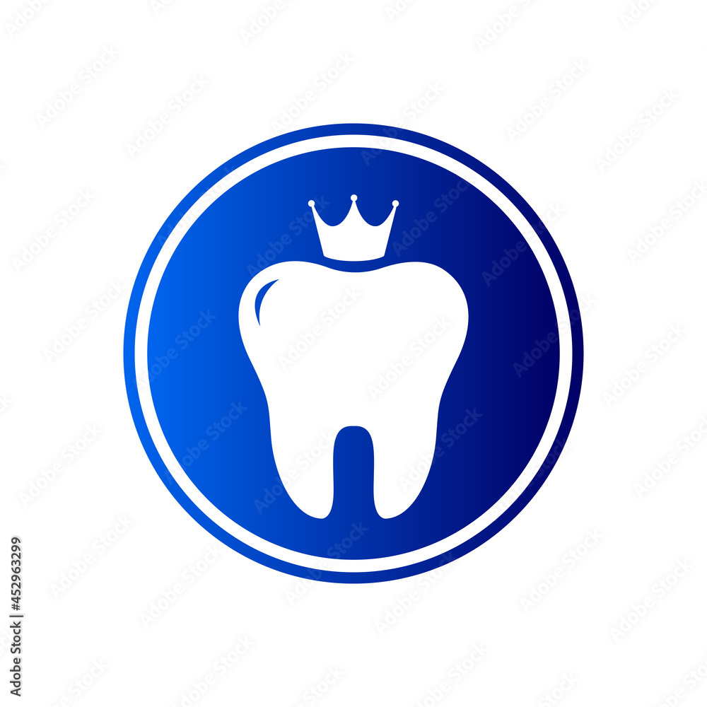 Dental Clinic Logo. Tooth Symbol with Crown isolated on White Background. Usable for Dentist, Dental Care and Medical Logos. Flat Vector Logo Design Template Element Dental Clinic Logo. Tooth Symbol with Crown isolated on White Background. Usable for Dentist, Dental Care and Medical Logos. Flat Vector Logo Design Template Element