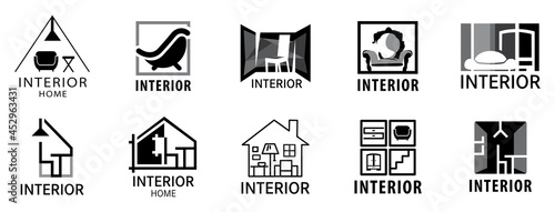 Vector logo interior design of a house, apartment
