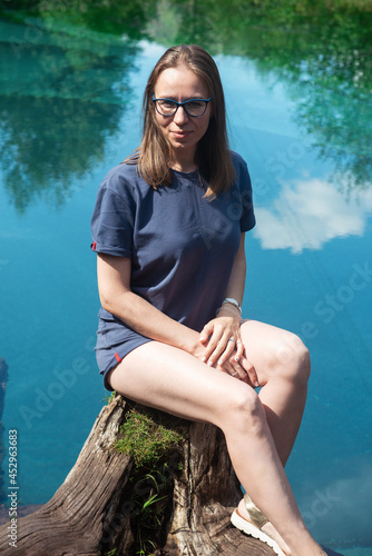Woman at Beautiful Geyser l...