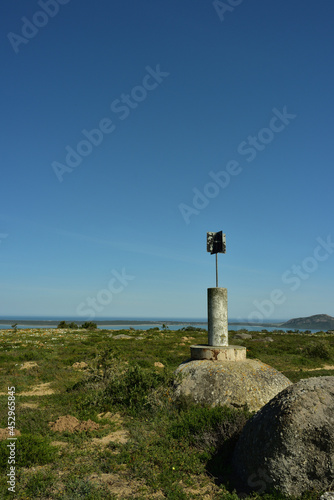 The Seeberg beacon marking a high point in the West Coast National Park with the Langebaan lagoon in the background