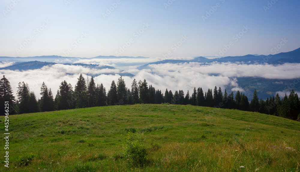 landscape above the clouds. Ceahlau mountain, Romania