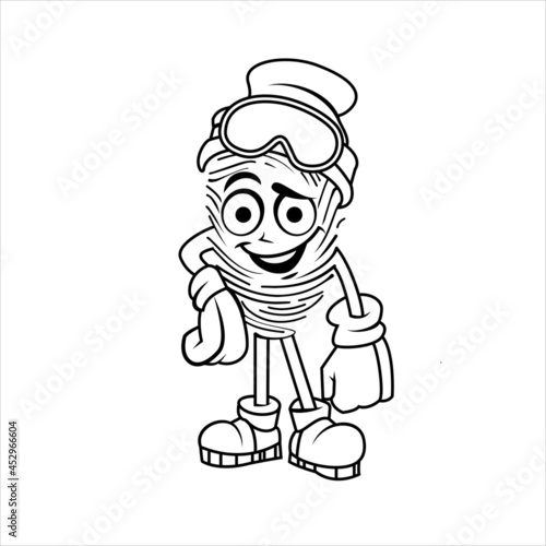 Abstract personage in fingerprint image, in clothes, stands and smiling