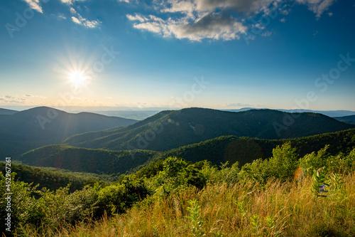 Photography View of blue ridge mountains from skyline drive in Shenandoah National Park, Virginia