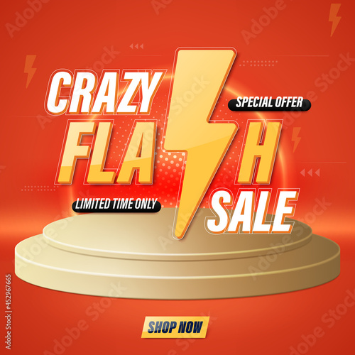 Flash sale banner template design for web or social media.