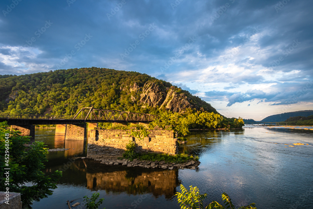 Winchester and Potomac Railroad Bridge over the Potomac River in Harper's Ferry, West Virginia.