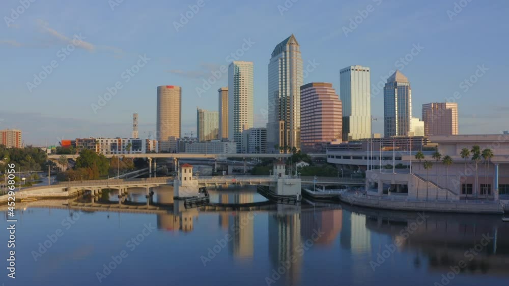 Panning left along downtown Tampa's waterfront Panning left along downtown Tampa's waterfront