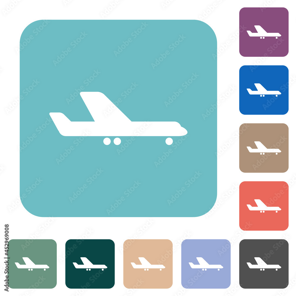 Airplane side view rounded square flat icons Airplane side view rounded square flat icons