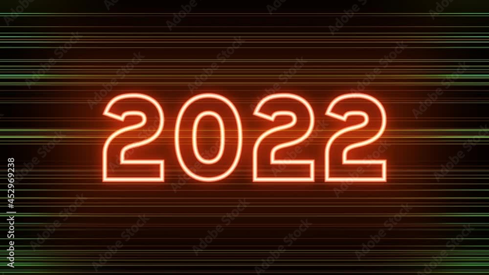 2022 glowing neon text on the stripe bright background, animation creativity graphics and modern design, stock video 2022 glowing neon text on the stripe bright background, animation creativity graphics and modern design, stock video