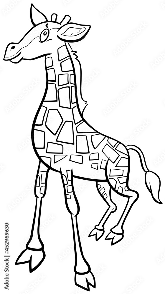 Fototapeta premium cartoon baby giraffe character coloring book page