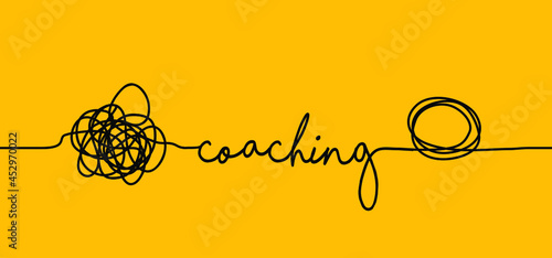 Slogan coaching. Cartoon, drawn scribble sketch circle object. Chaotic or chaos and order. Comic chaos brain. Scrawls, wirwar draad. Random chaotic lines. Vector training, coach, coaching, workout