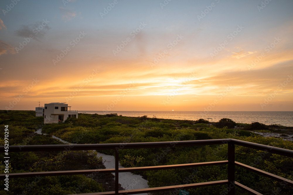 sunset with view over the ocean