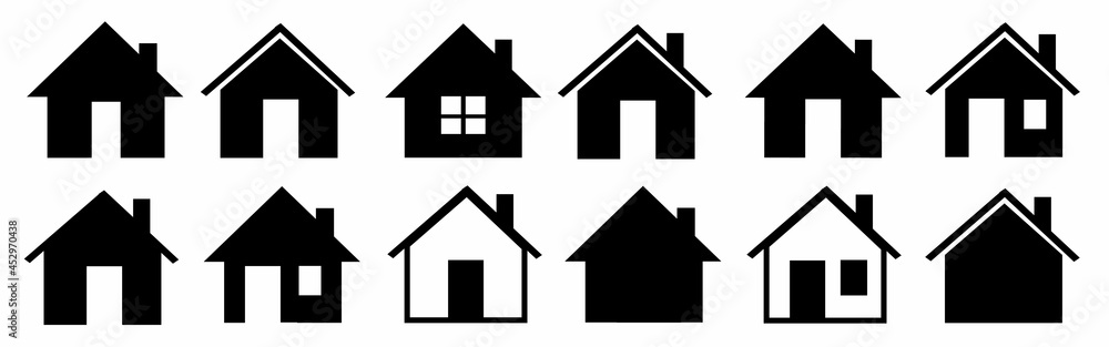 House icons set. Property line and flat symbol. Houses collection. Real estate. Web home flat icon House icons set. Property line and flat symbol. Houses collection. Real estate. Web home flat icon
