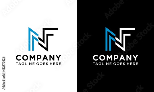 initial letter NF logo line unique modern vector design template.on a black and white background.