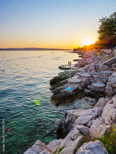 Fototapeta Naklejka Na Ścianę i Meble -  Sunset on the beach in Novi Vinodolski Croatia