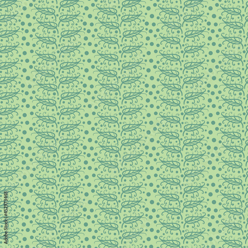 green leaves and seeds seamless vector pattern photo