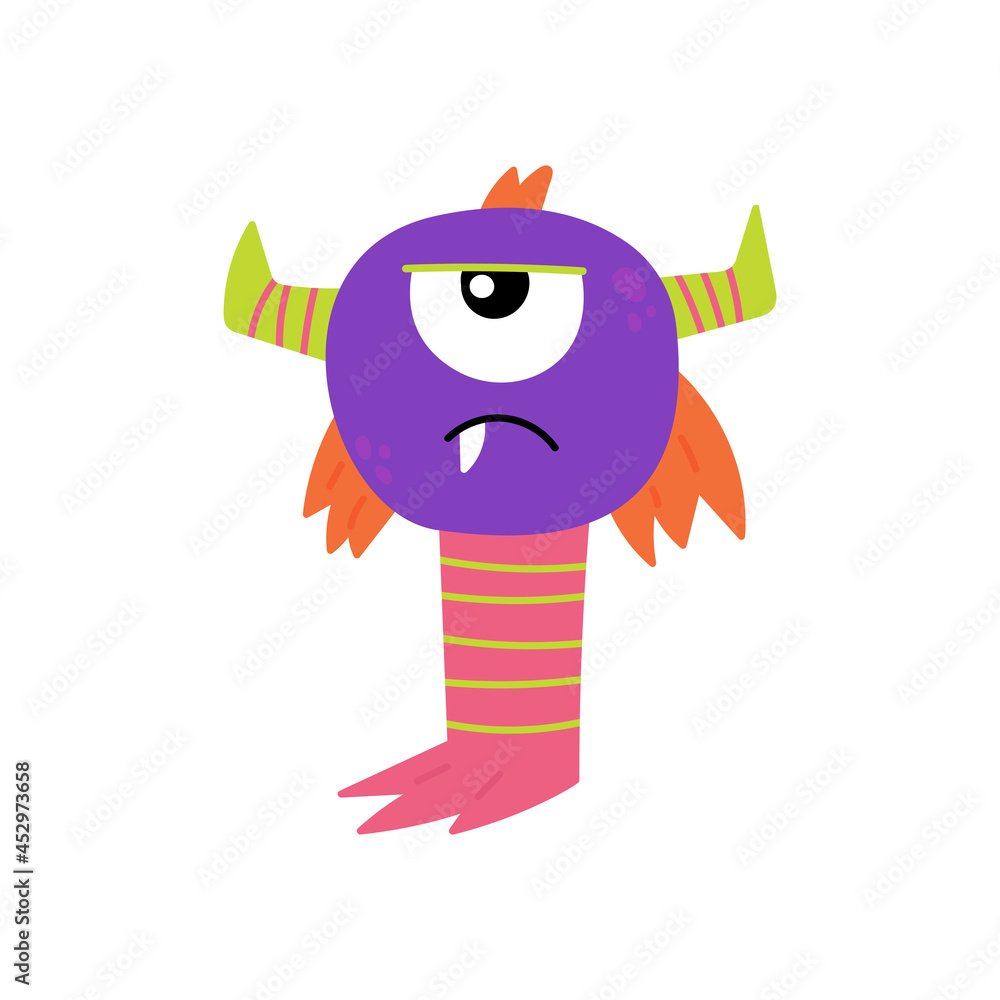 Cartoon furry monster isolated on white background. Cute monster ...