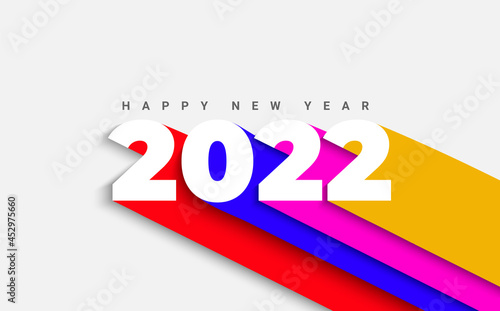 Banner for 2022 new year,numbers with long different colors shadow. Greeting card with wishing great happy holidays. Perfect for presentations,flyers,leaflets,posters.Vector illustration.