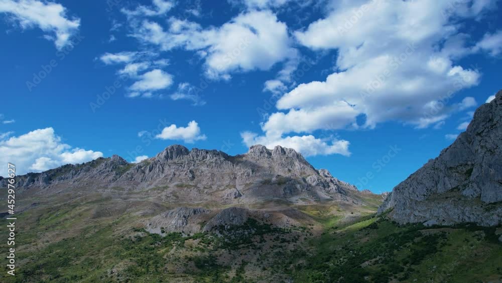 Landscape of mountains in the surroundings of the town of Valdeteja and the Hoces de Valdeteja. On the Curueño river in the Municipality of Valdelugueros. Leon province. Castilla y Leon, Spain, Europe Landscape of mountains in the surroundings of the town of Valdeteja and the Hoces de Valdeteja. On the Curueño river in the Municipality of Valdelugueros. Leon province. Castilla y Leon, Spain, Europe