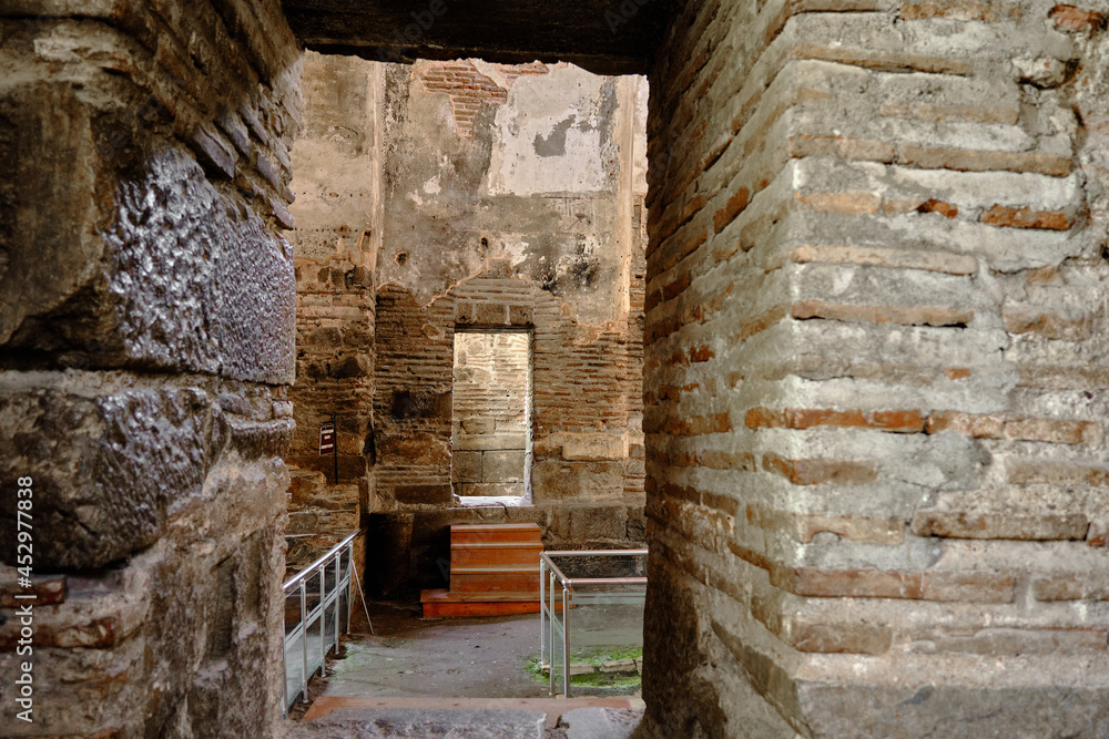 28.4.2021. iznik (Nicea). Bursa. Turkey. inside the hagia sophia mosque in iznik. Architectural details of old church and coverted to islamic mosque by early stage of ottoman empire. 28.4.2021. iznik (Nicea). Bursa. Turkey. inside the hagia sophia mosque in iznik. Architectural details of old church and coverted to islamic mosque by early stage of ottoman empire.