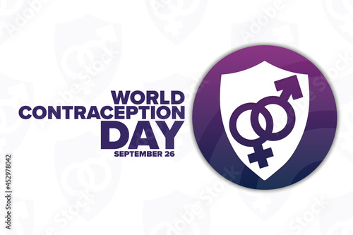 World Contraception Day. September 26. Holiday concept. Template for background, banner, card, poster with text inscription. Vector EPS10 illustration.