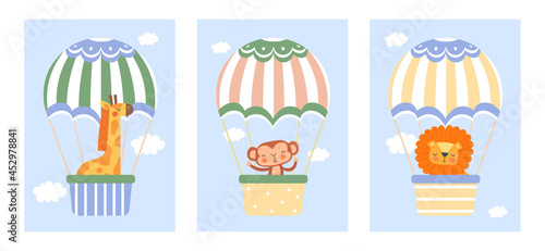 Canvas Print Animals and balloons set